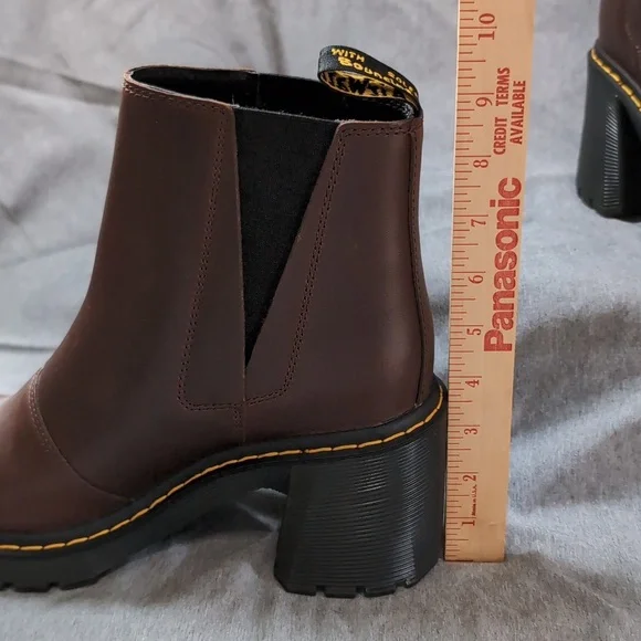 Women Size 10 Dr Martens Spence Pull Up Leather Flared Heel Chelsea Brown Boots